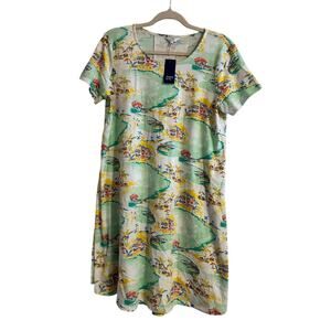 Crown & Ivy Cayo Coco Print Dress M White Multicolor NWT